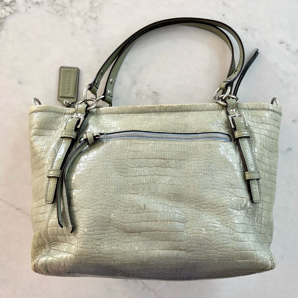 Coach Croc-Embossed Leather Tote - Picture 3 of 7